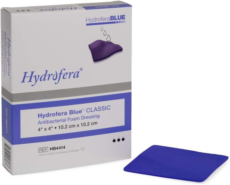 Hydrofera Blue Classic Antibacterial Foam Dressing 4" x 4" - Box of 10